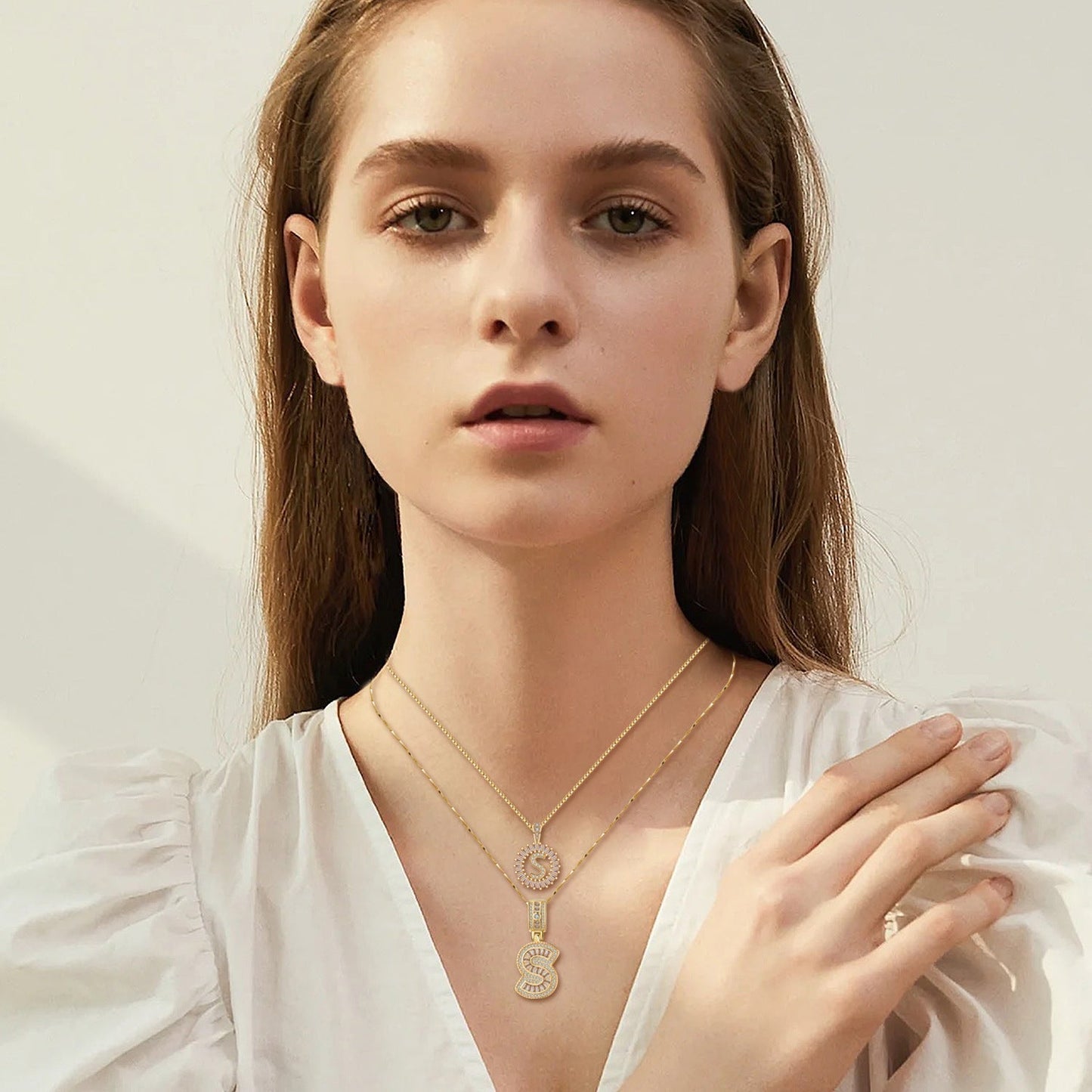 Initiale™ | Gold Moissanite Letter Necklace Set