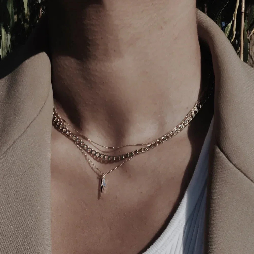 Vero™ | 16K Gold Flat Link Curb Chain Necklace