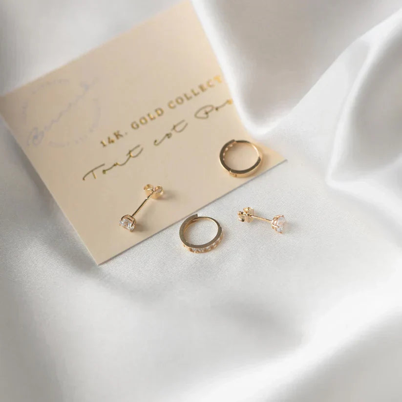 Larmes™ | 14K Gold Stone Stud Earrings
