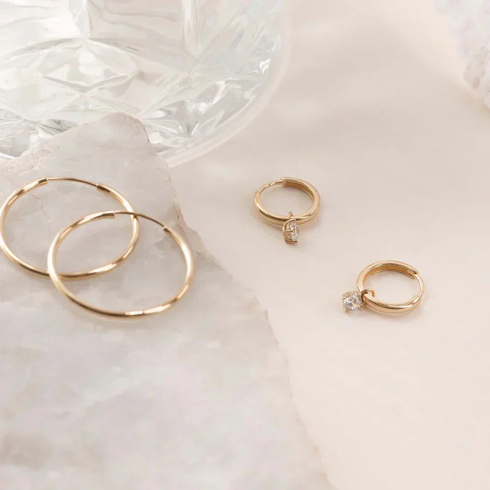 Celeste™ | 14K Gold Stone Hoop Earrings