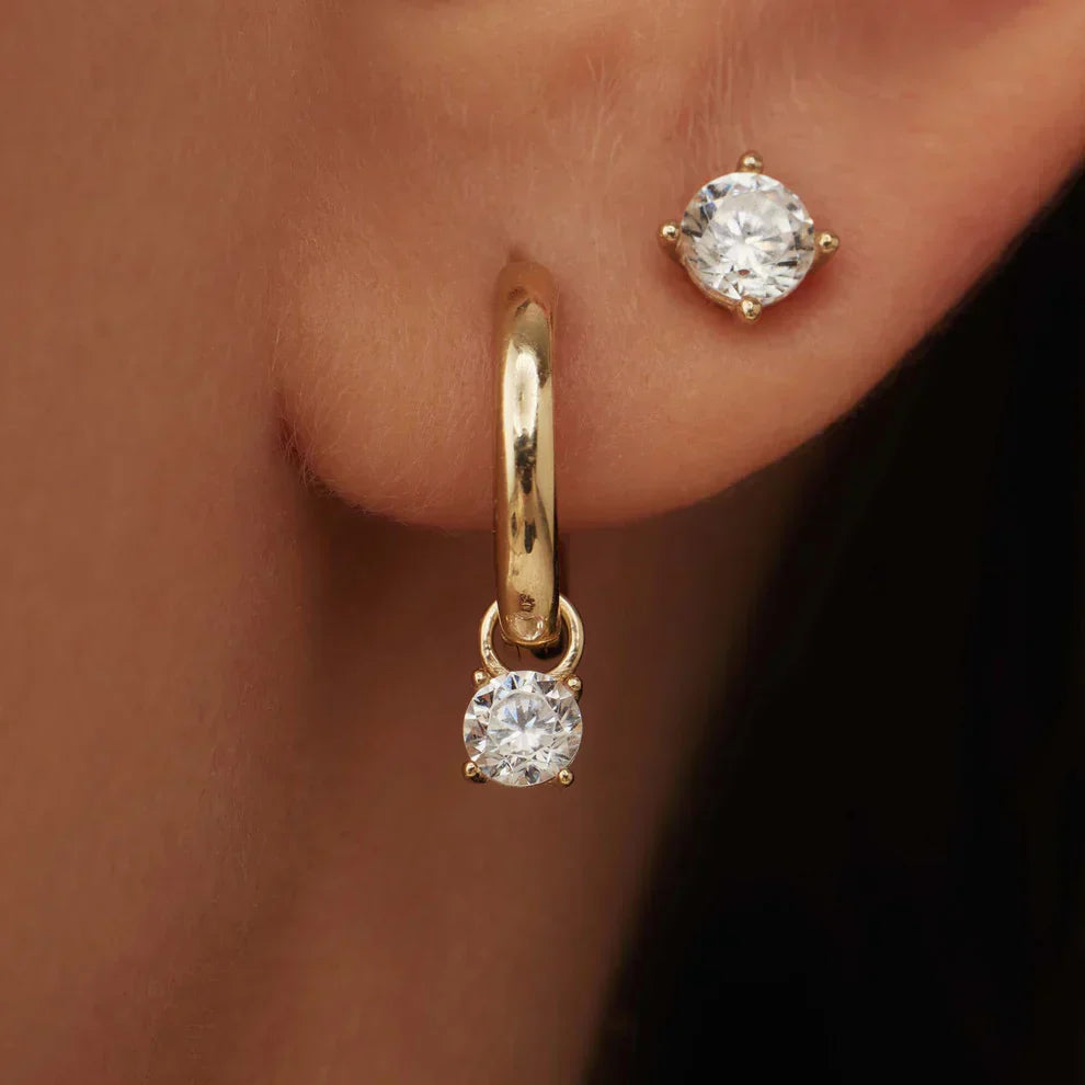 Celeste™ | 14K Gold Stone Hoop Earrings