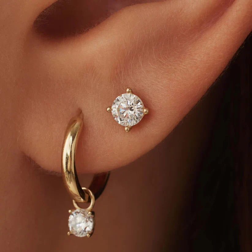 Larmes™ | 14K Gold Stone Stud Earrings