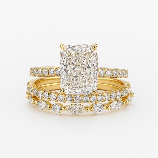 Jaily™ | 18K Gold 3PC Wedding Ring Set