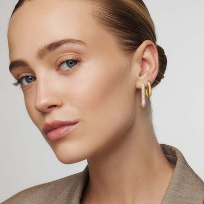 Icona™ | 16K Gold Large Pave Hoop Earrings