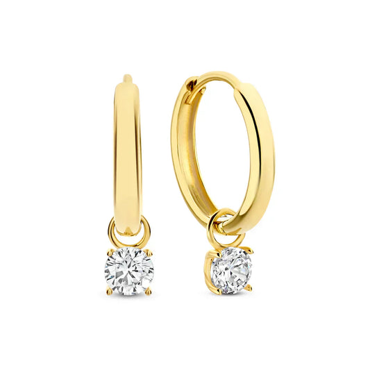 Celeste™ | 14K Gold Stone Hoop Earrings