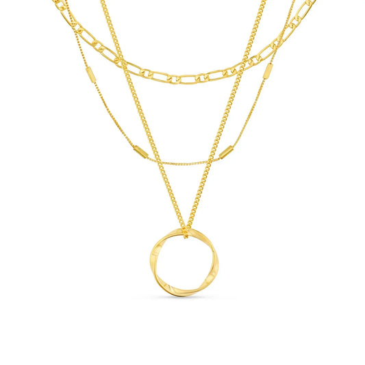 Circa™ | 18K Gold Open Circle Three Row Necklace